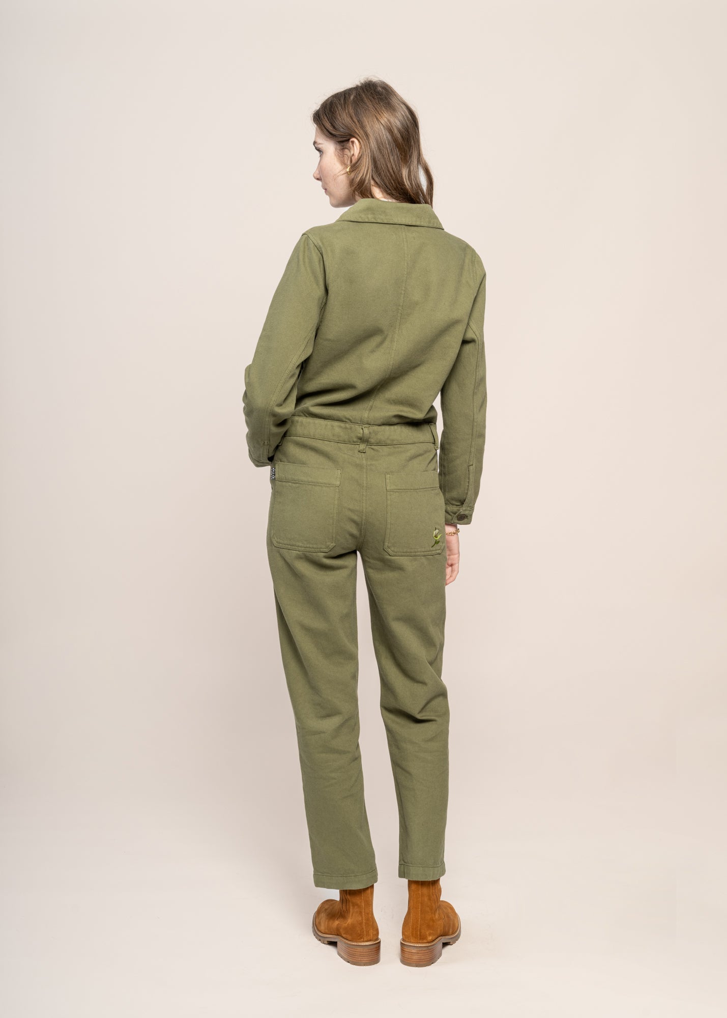 Combinaison en coton bio | verte 'cotton twill boiler suit green'