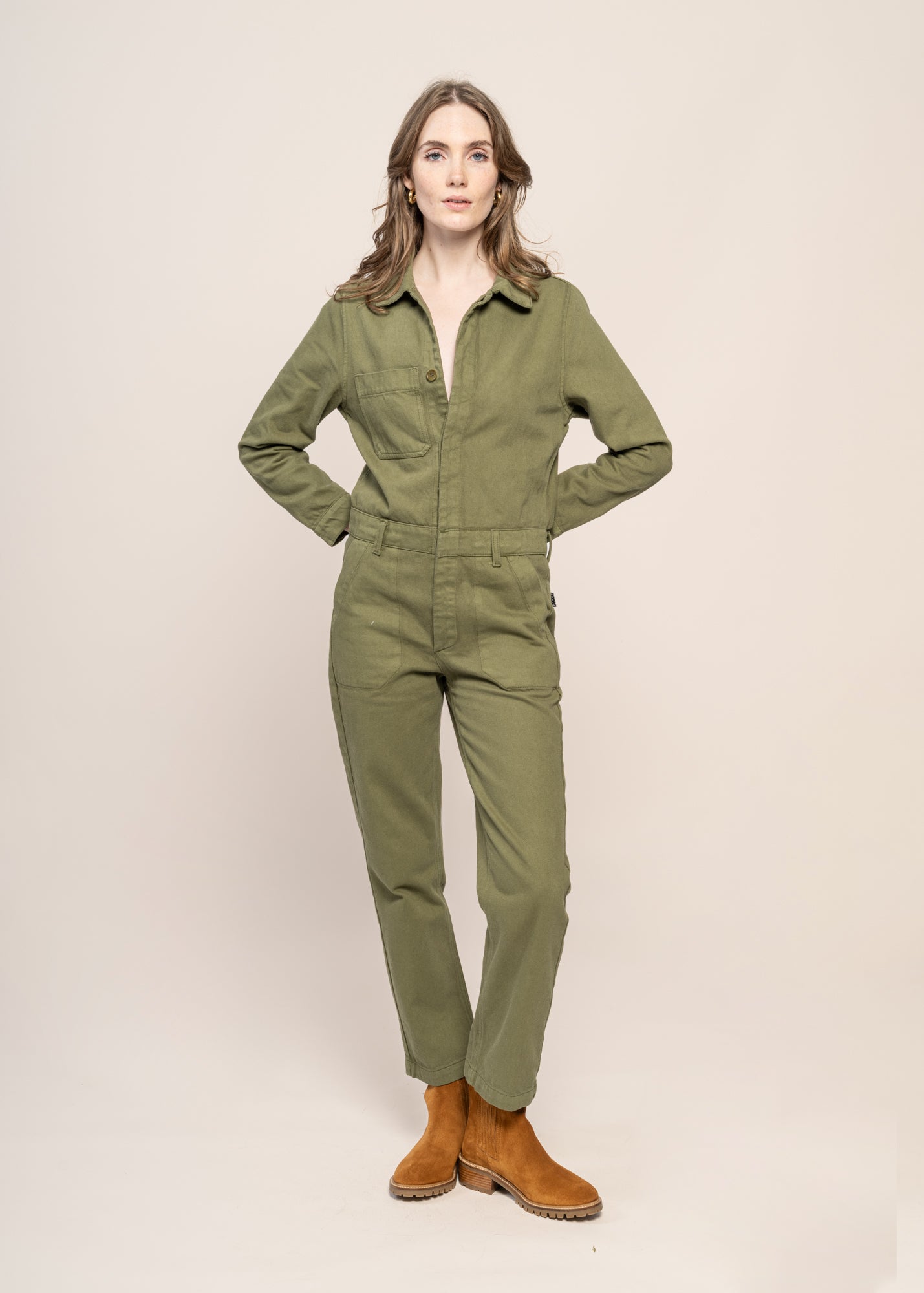 Combinaison en coton bio | verte 'cotton twill boiler suit green'