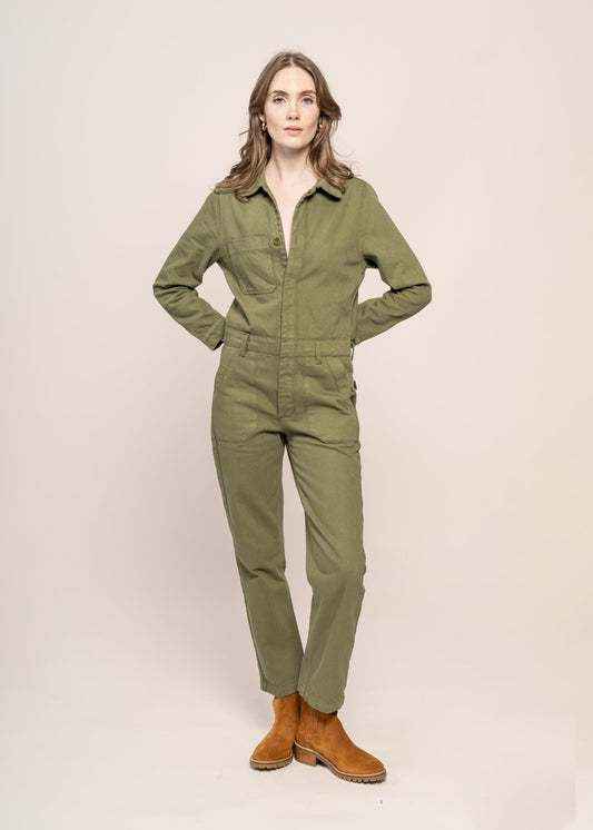 Combinaison en coton bio | verte 'cotton twill boiler suit green'
