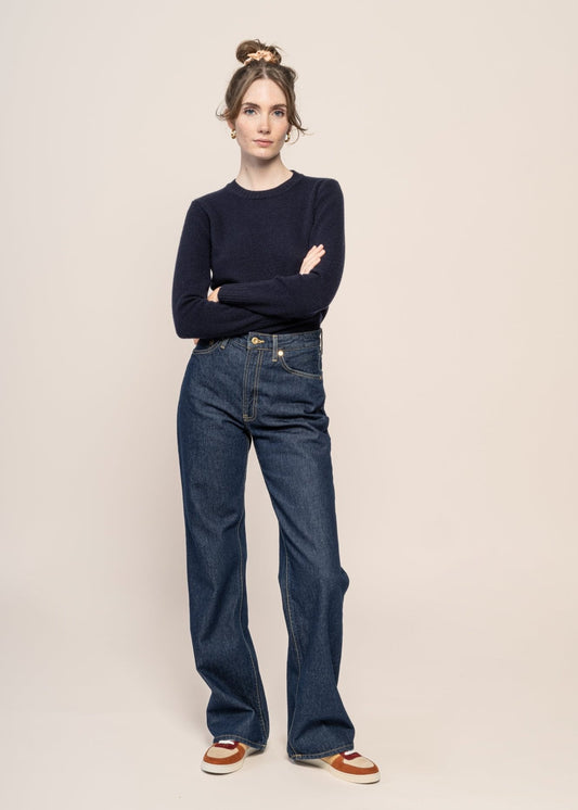 Jean large en coton bio | bleu brut "clean eileen classic blue"
