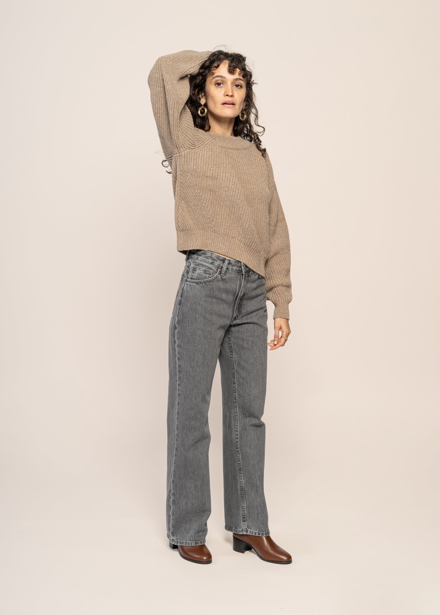 Jean ample en coton bio | gris "clean eileen ash grey"