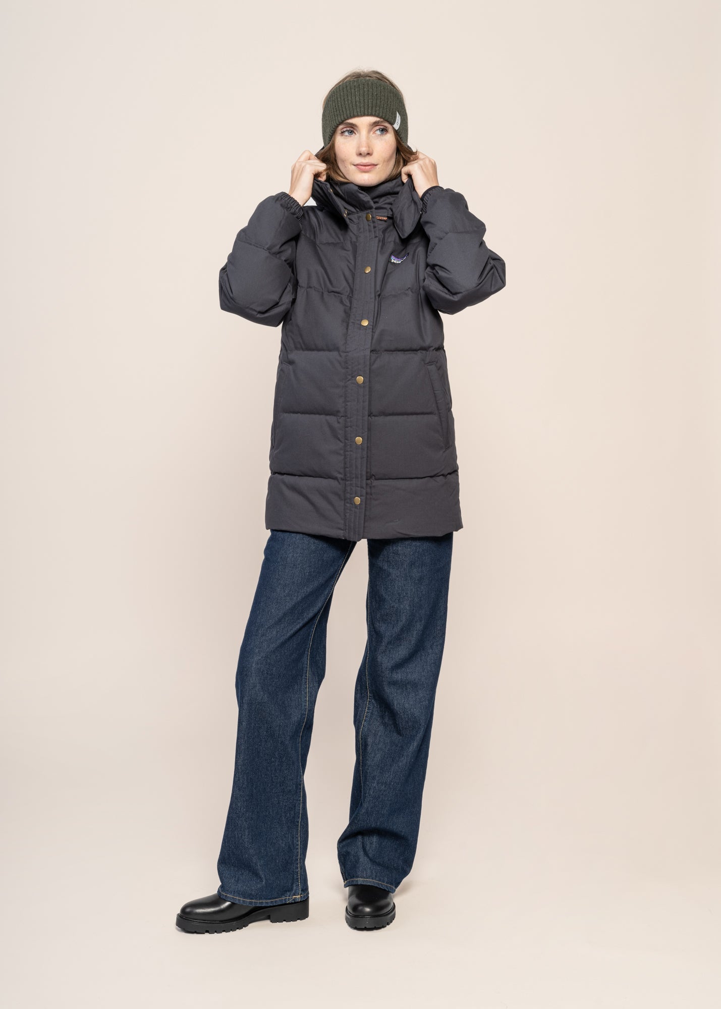 Doudoune longue en coton bio | marine "w's cotton down parka pitch blue"