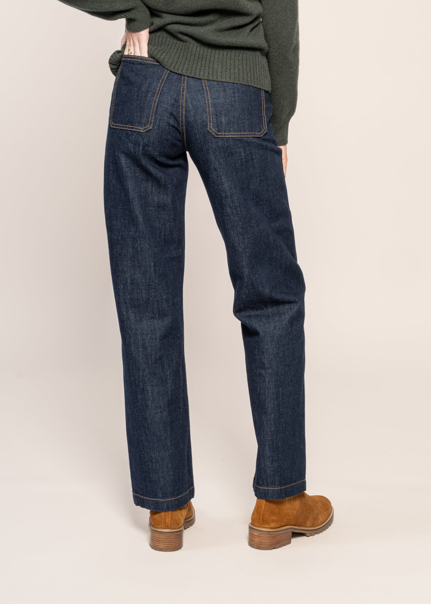 Pantalon droit large en coton bio | brut "asta workwear pants one wash"
