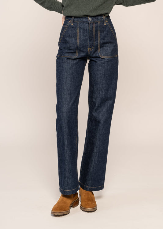 Pantalon droit large en coton bio | brut "asta workwear pants one wash"