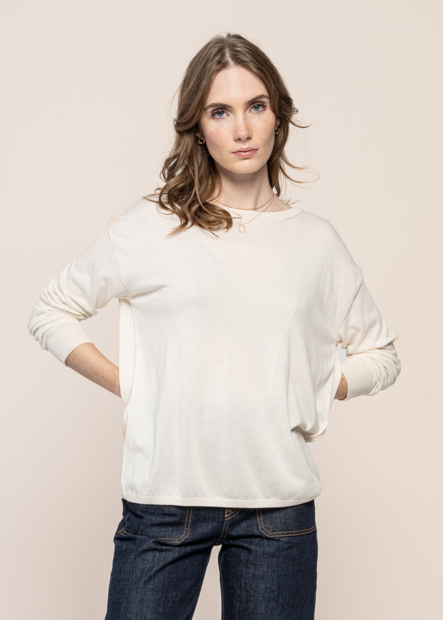 Pull léger en tencel et coton bio | écru "laarni oatmilk"