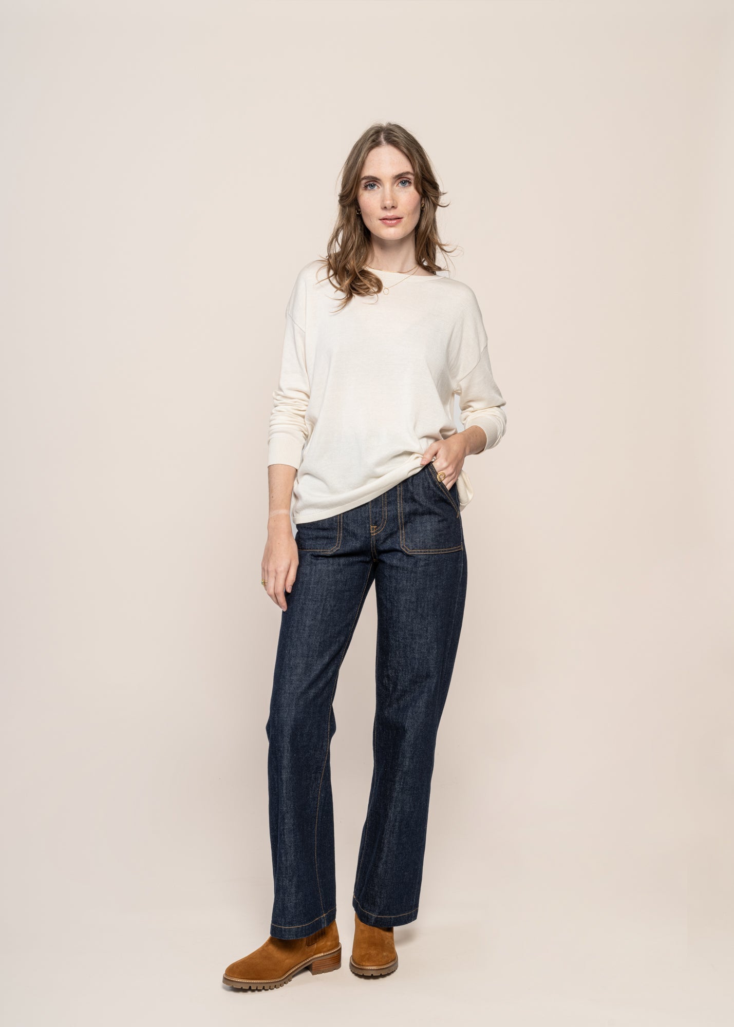 Pull léger en tencel et coton bio | écru "laarni oatmilk"