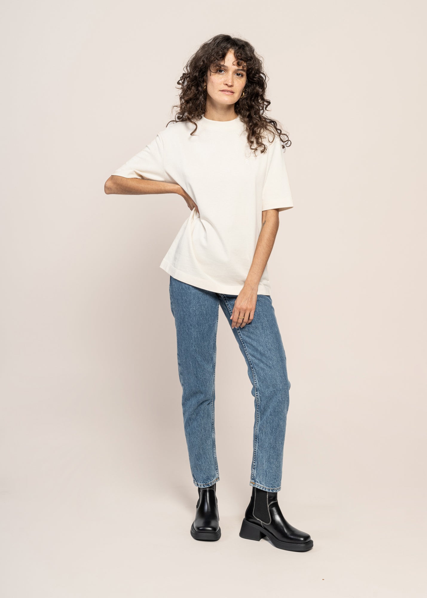 Jean mom en coton bio | bleu 'breezy britt casual blue'