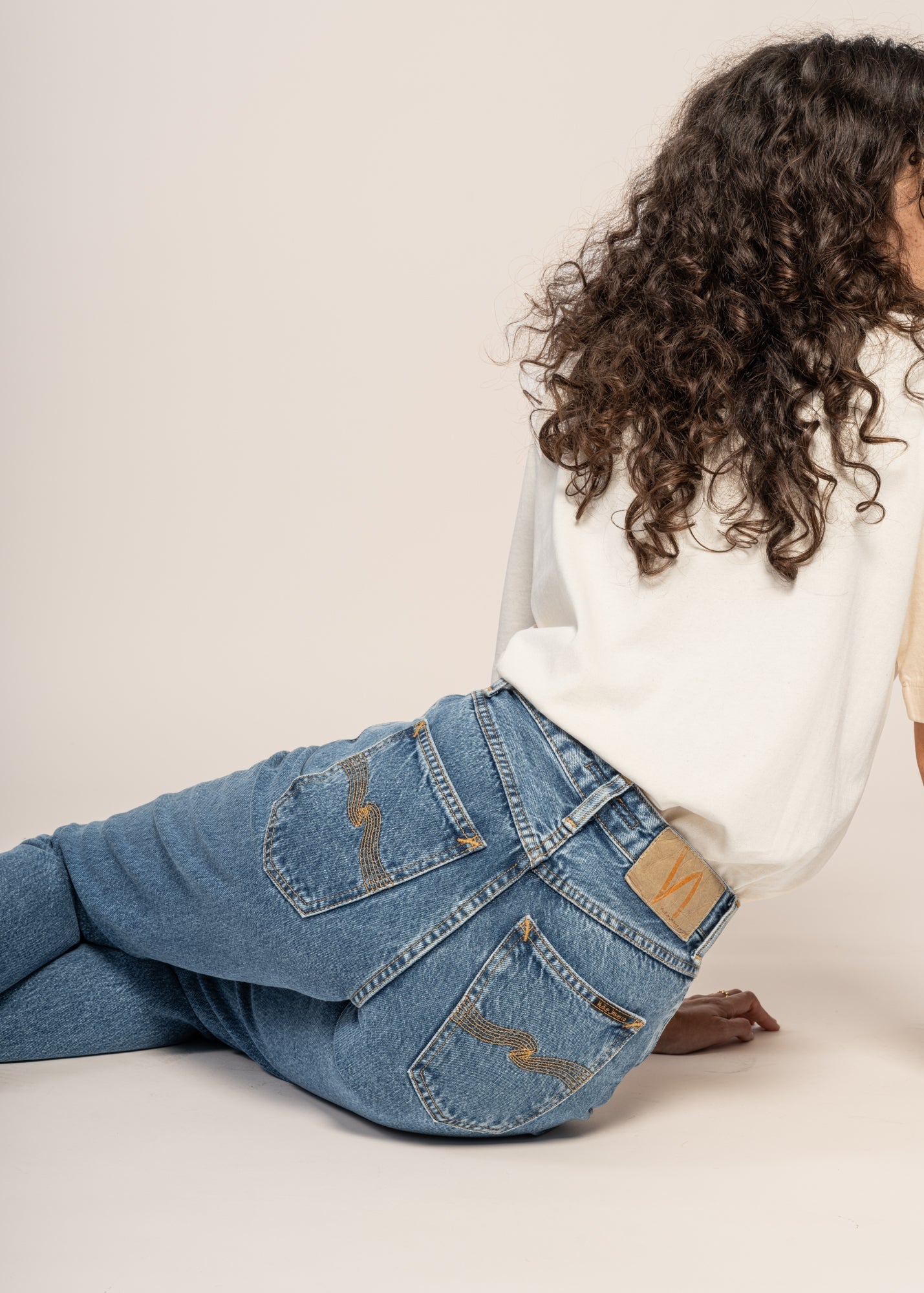 Jean mom en coton bio | bleu 'breezy britt casual blue'
