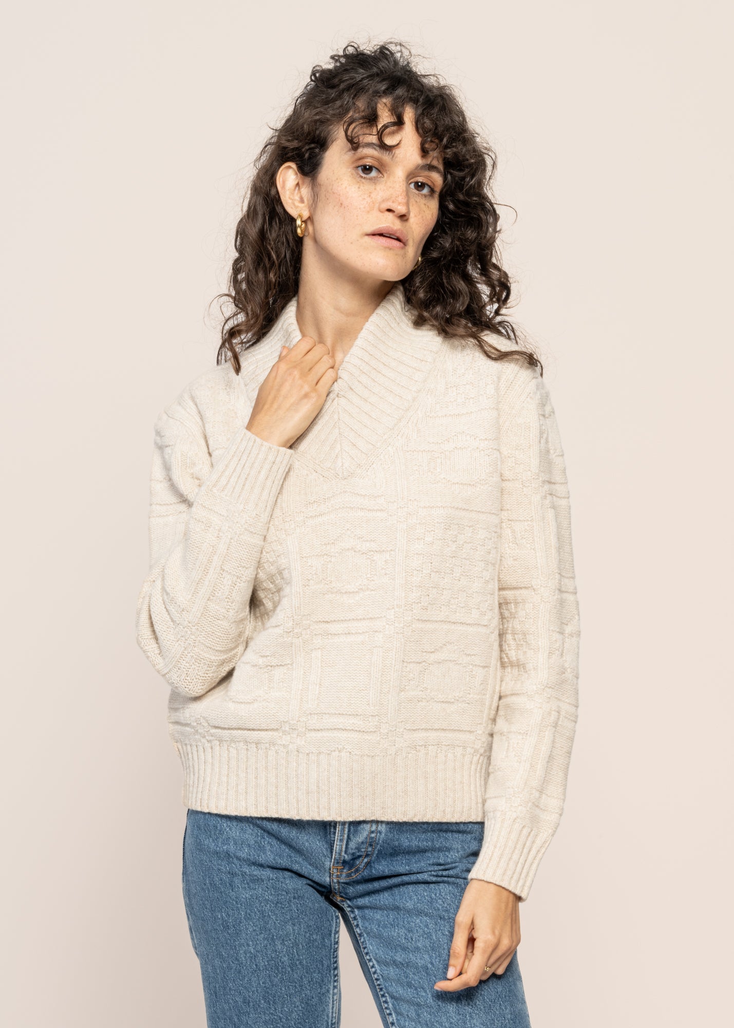 Pull en laine | écru "ecru links miranda knitted sweater"