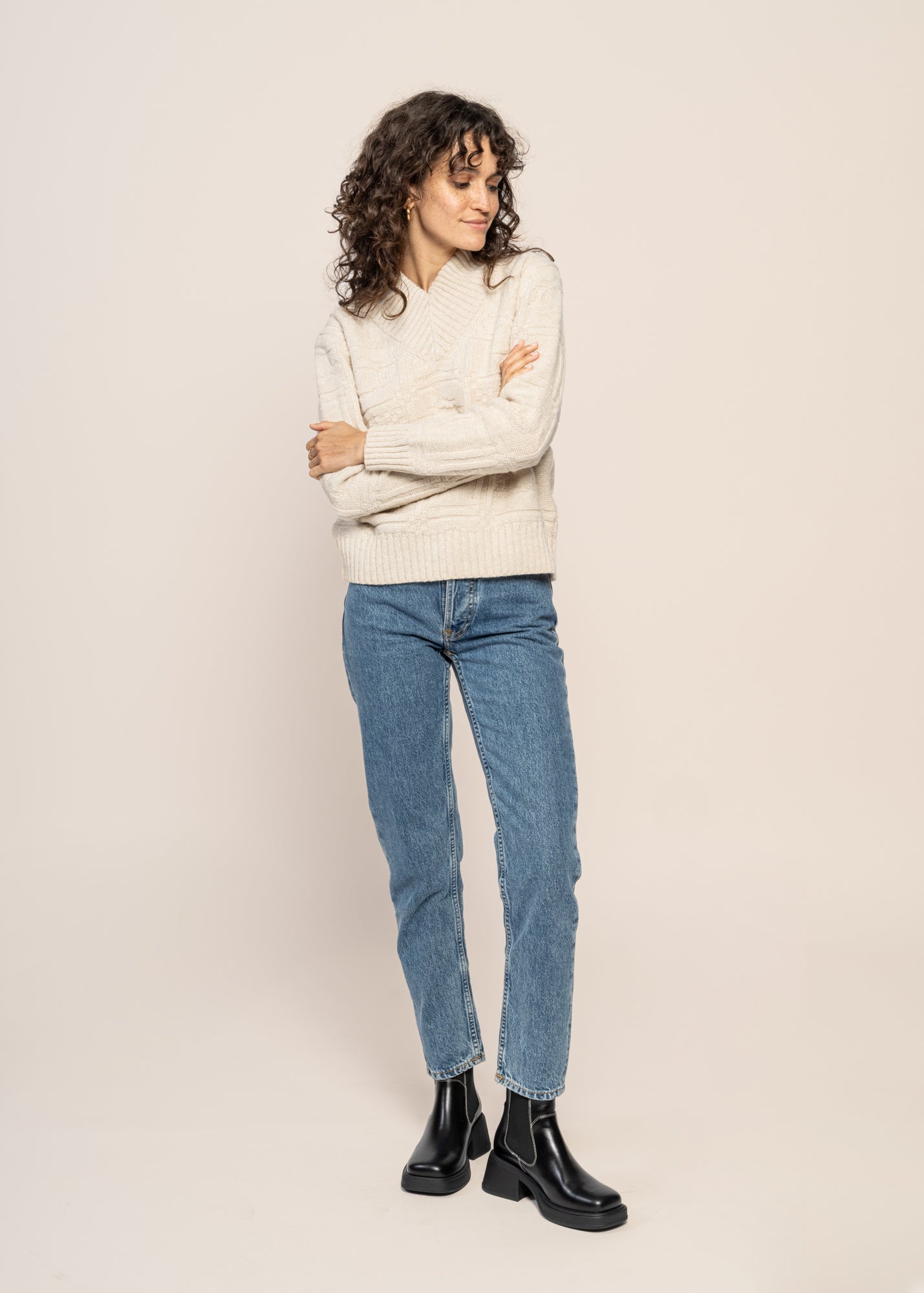 Pull en laine | écru "ecru links miranda knitted sweater"