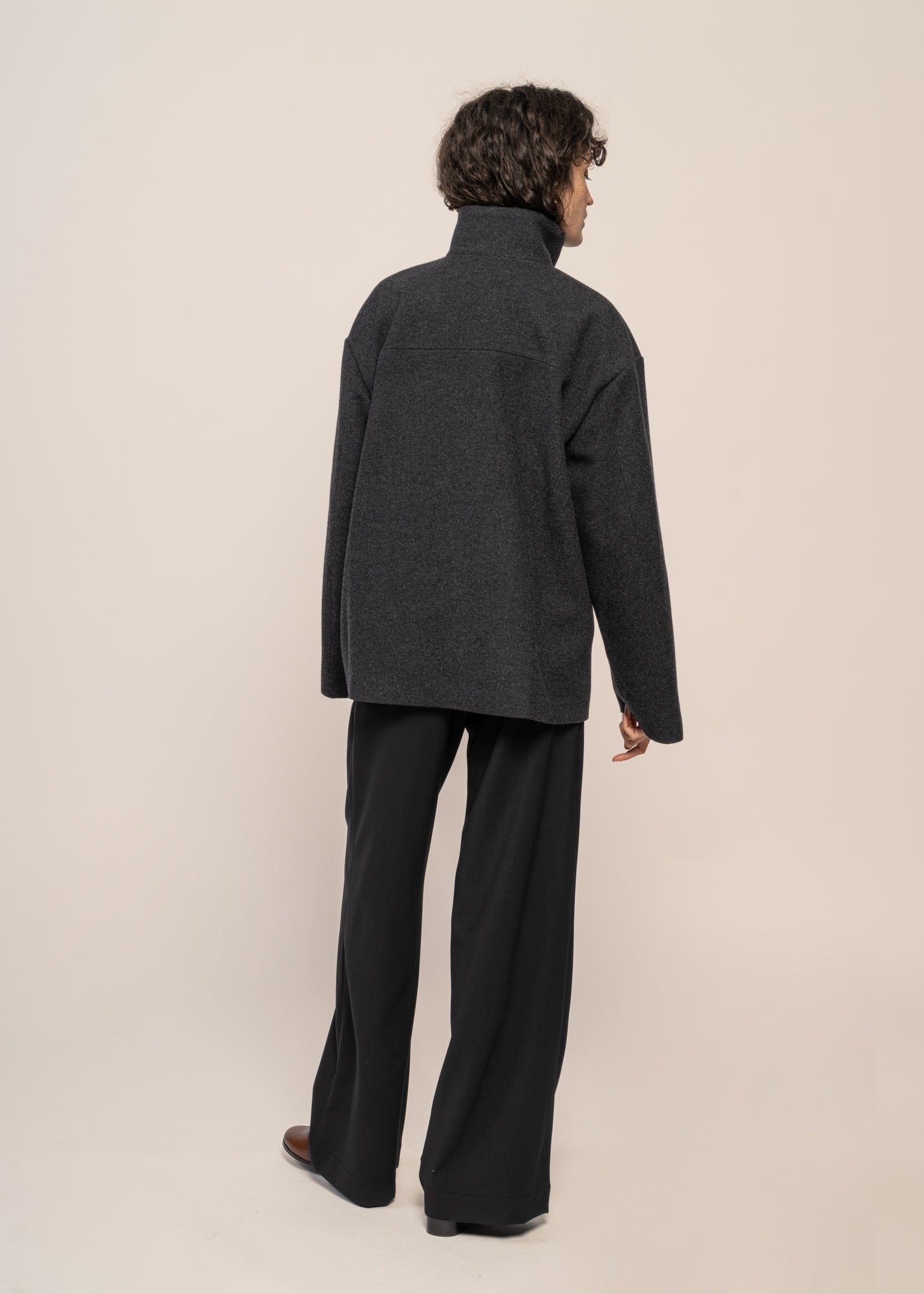 Manteau court en laine bio | gris foncé "majelaa - steel melange"