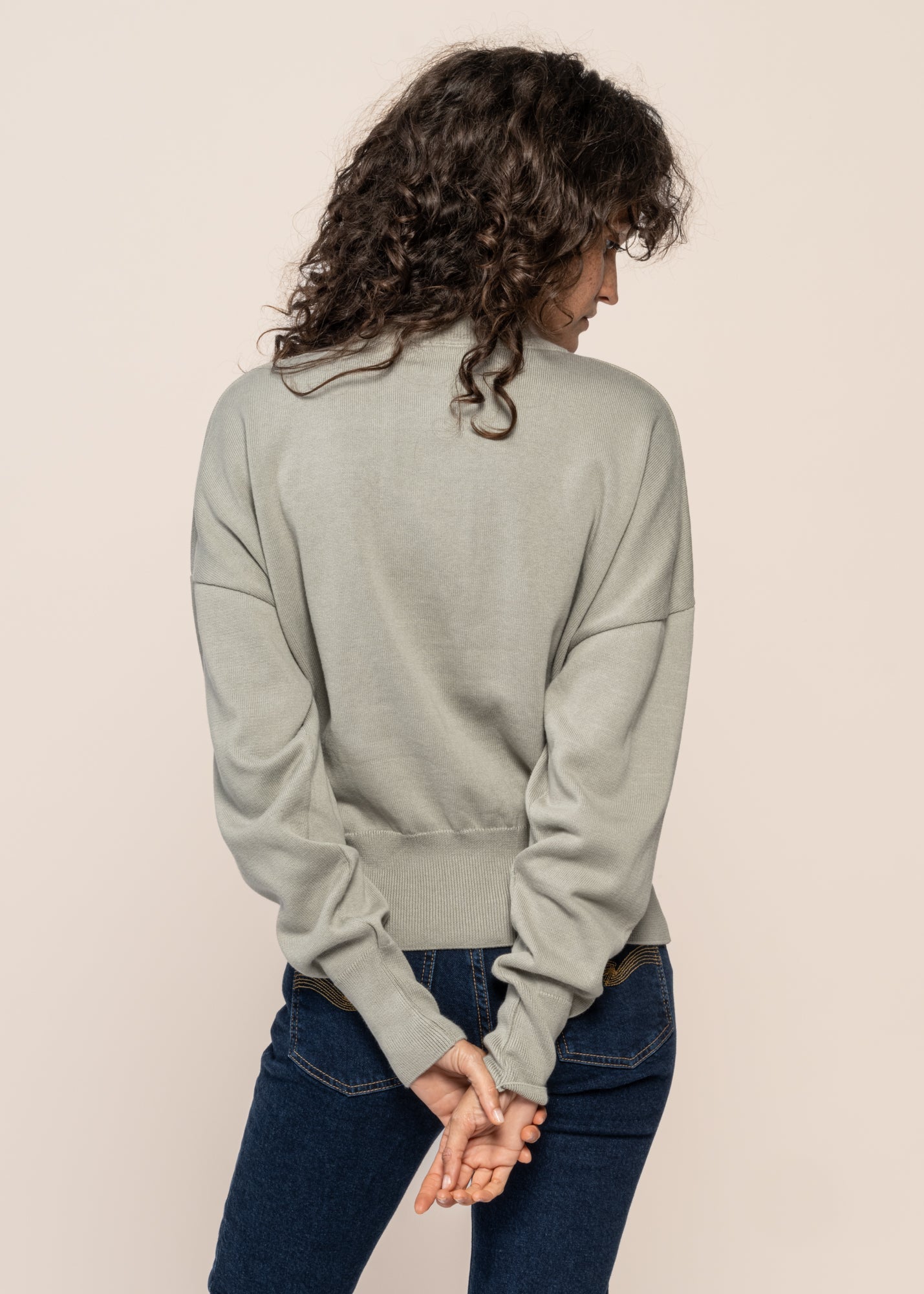 Pull oversize en coton bio | vert "yin muted sea spray"