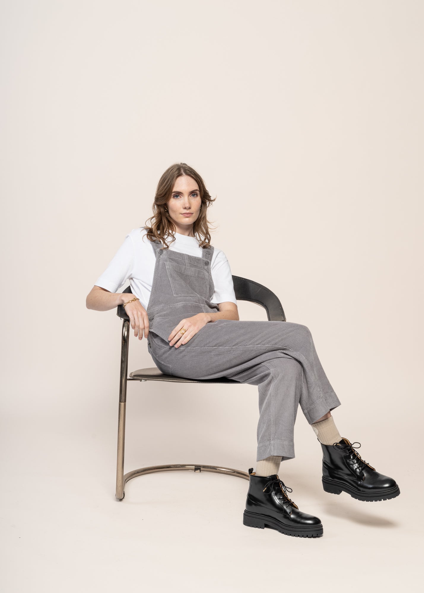 Salopette velours en coton bio | gris "river corduroy luz jumpsuit"
