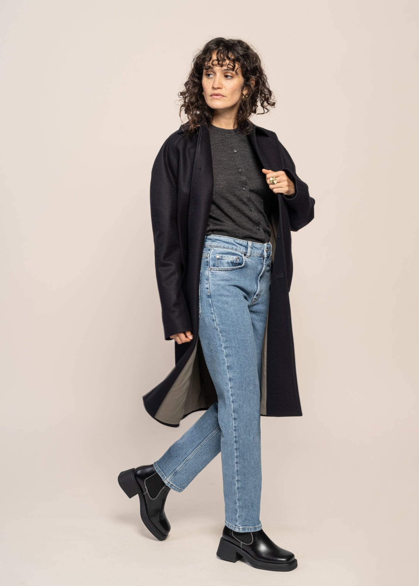 Manteau en laine et cachemire recyclés | bleu "mac mayfair - midnight blue"