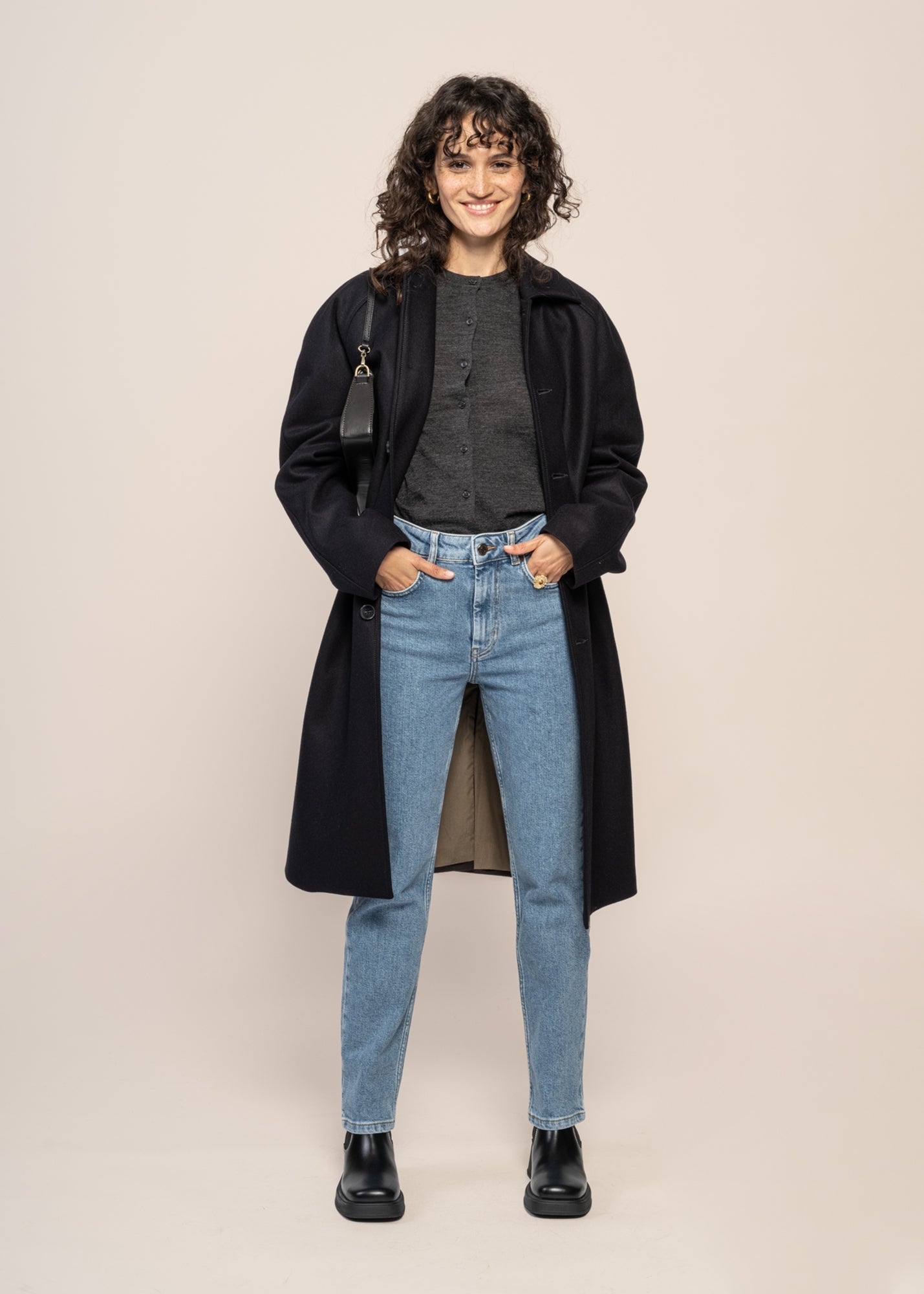 Manteau en laine et cachemire recyclés | bleu "mac mayfair - midnight blue"