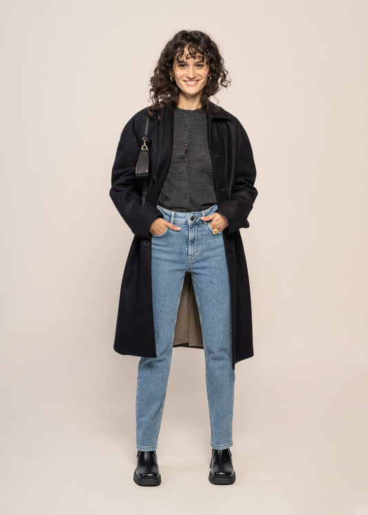 Manteau en laine et cachemire recyclés | bleu "mac mayfair - midnight blue"