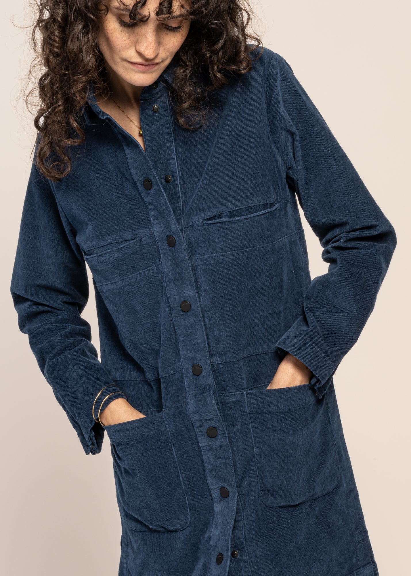 robe velours en coton bio | bleu "gaila ocean blue"