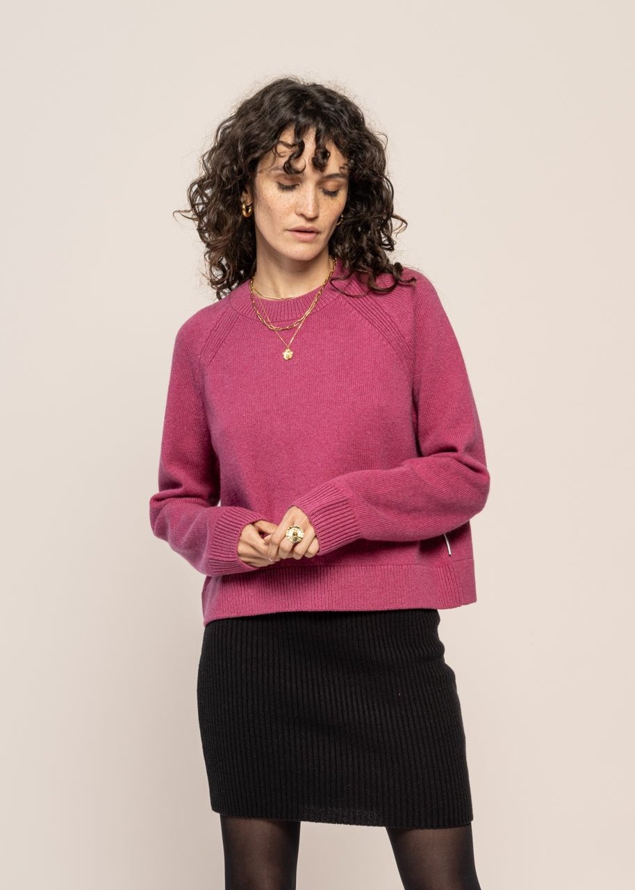 Pull en laine bio et recyclée | rose "diliriaa reglana crushed berry"