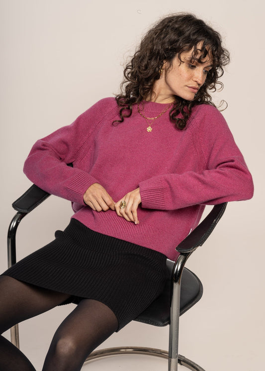 Pull en laine bio et recyclée | rose "diliriaa reglana crushed berry"