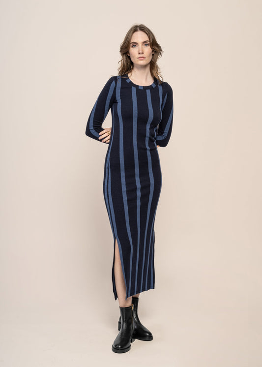 Robe en matières recyclées | bleu "navy dark heritage gina dress"