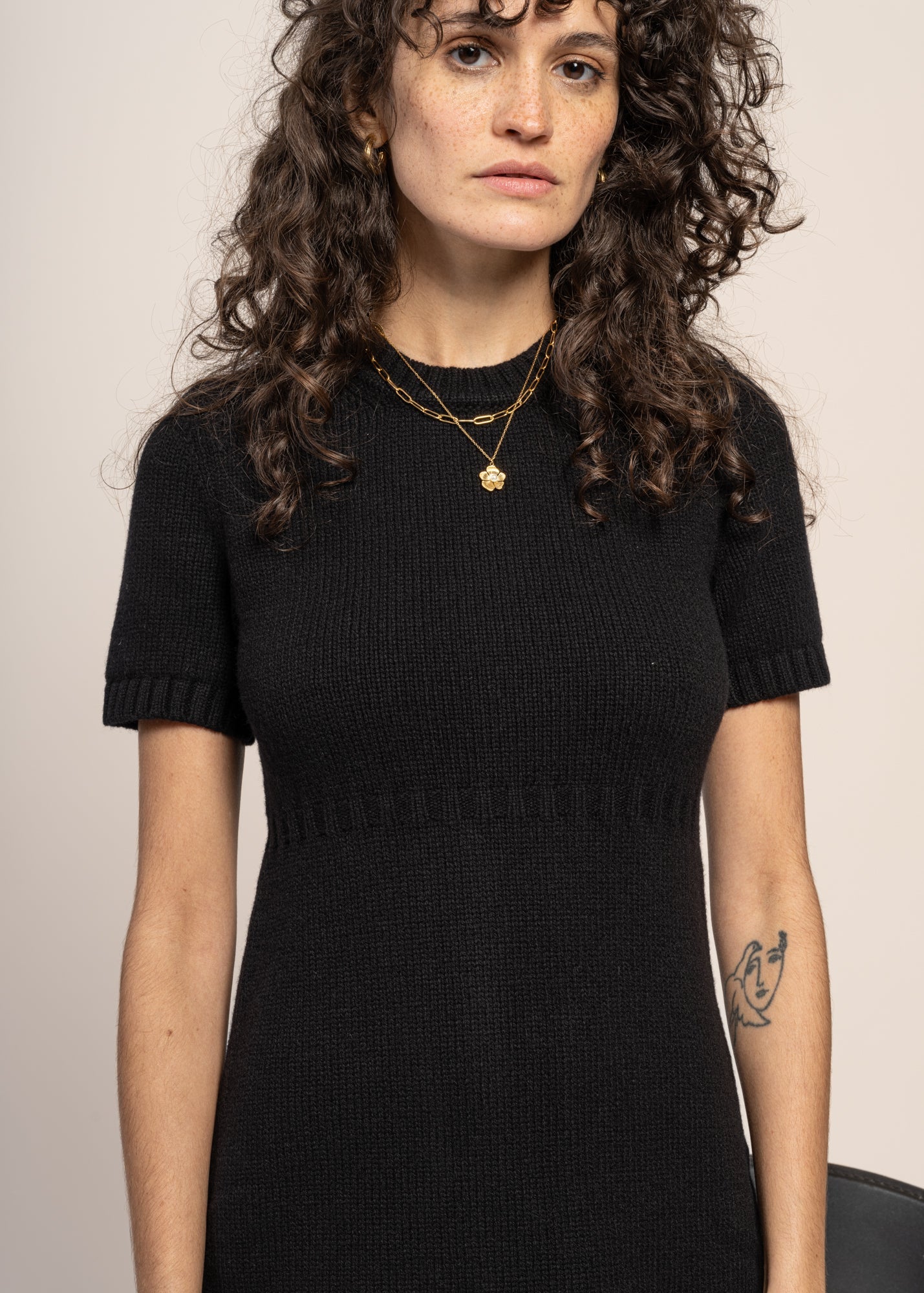 Robe tricot en laine bio et recyclée | noir "haazel reglana - black"