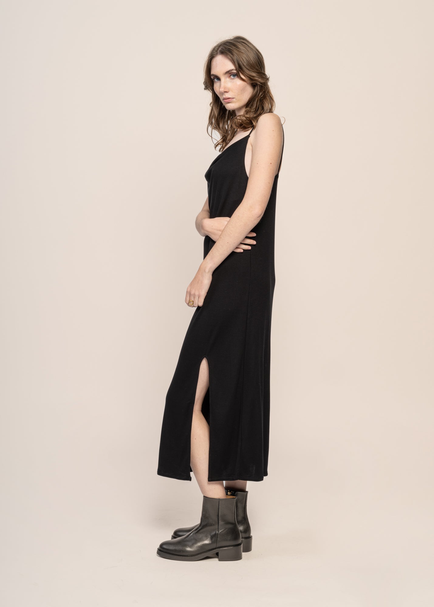 Robe longue noire en tencel - helen midi black