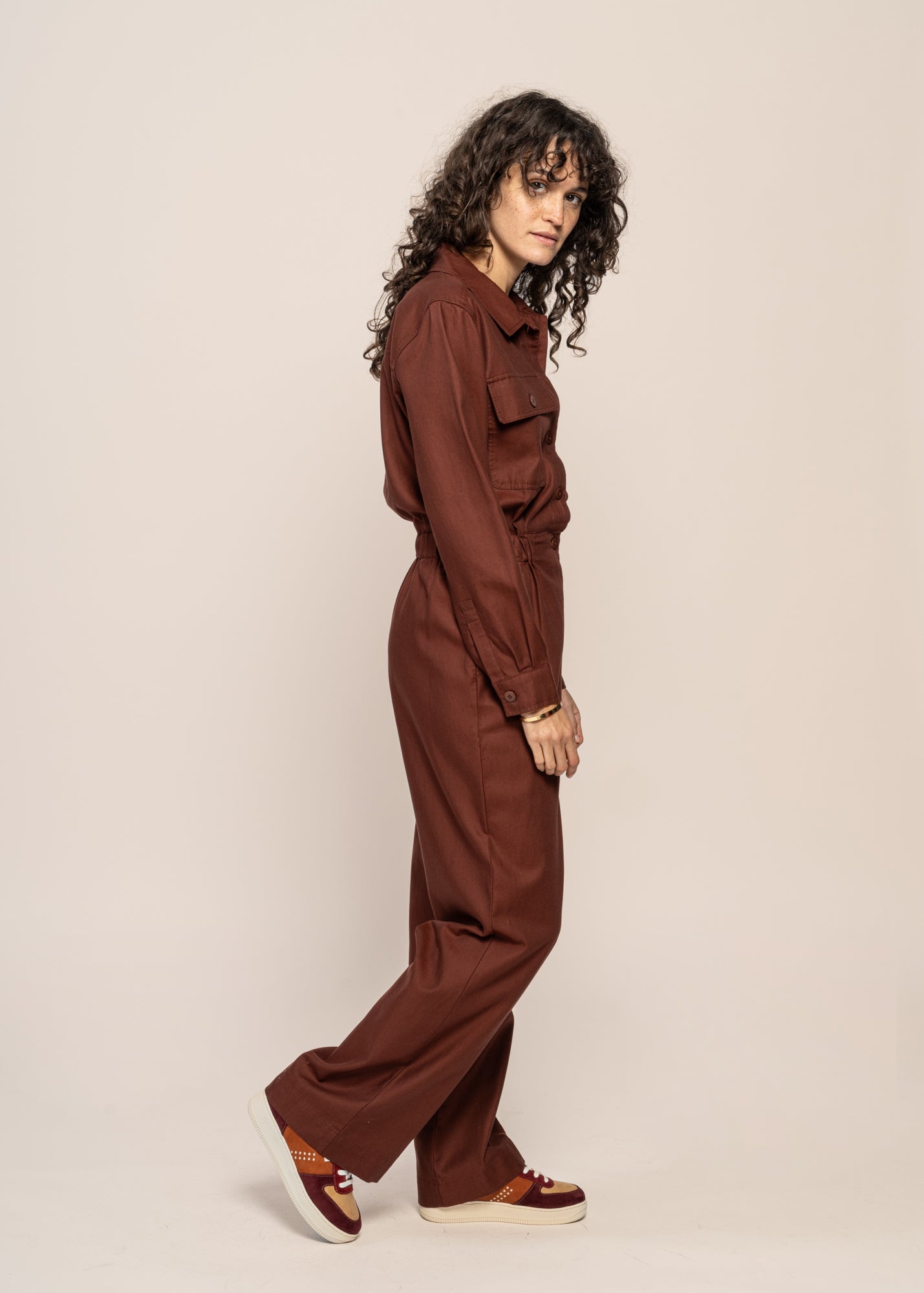 Combinaison en coton bio | marron "coffee montana jumpsuit brown"