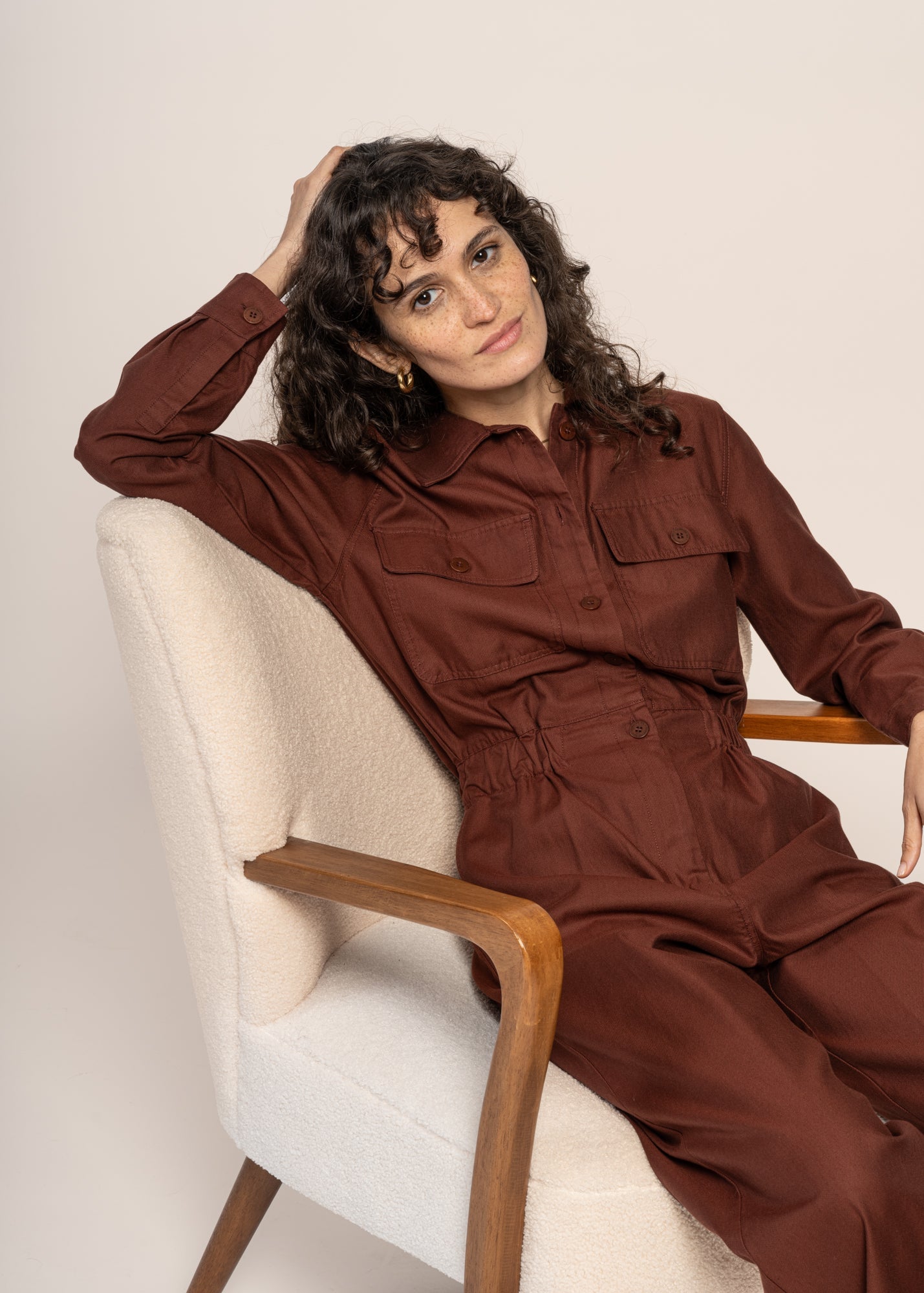Combinaison en coton bio | marron "coffee montana jumpsuit brown"