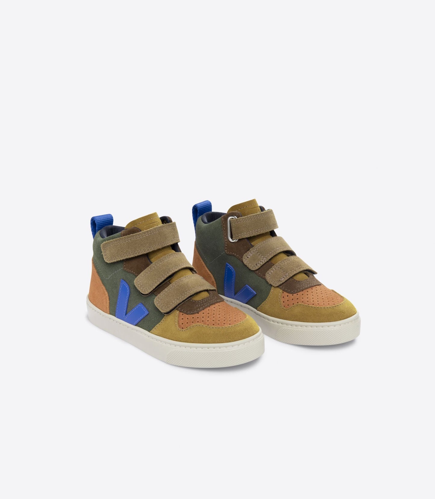 Baskets enfant en suède et cuir sans chrome | vert "v-10 mid suede multico mud paros"