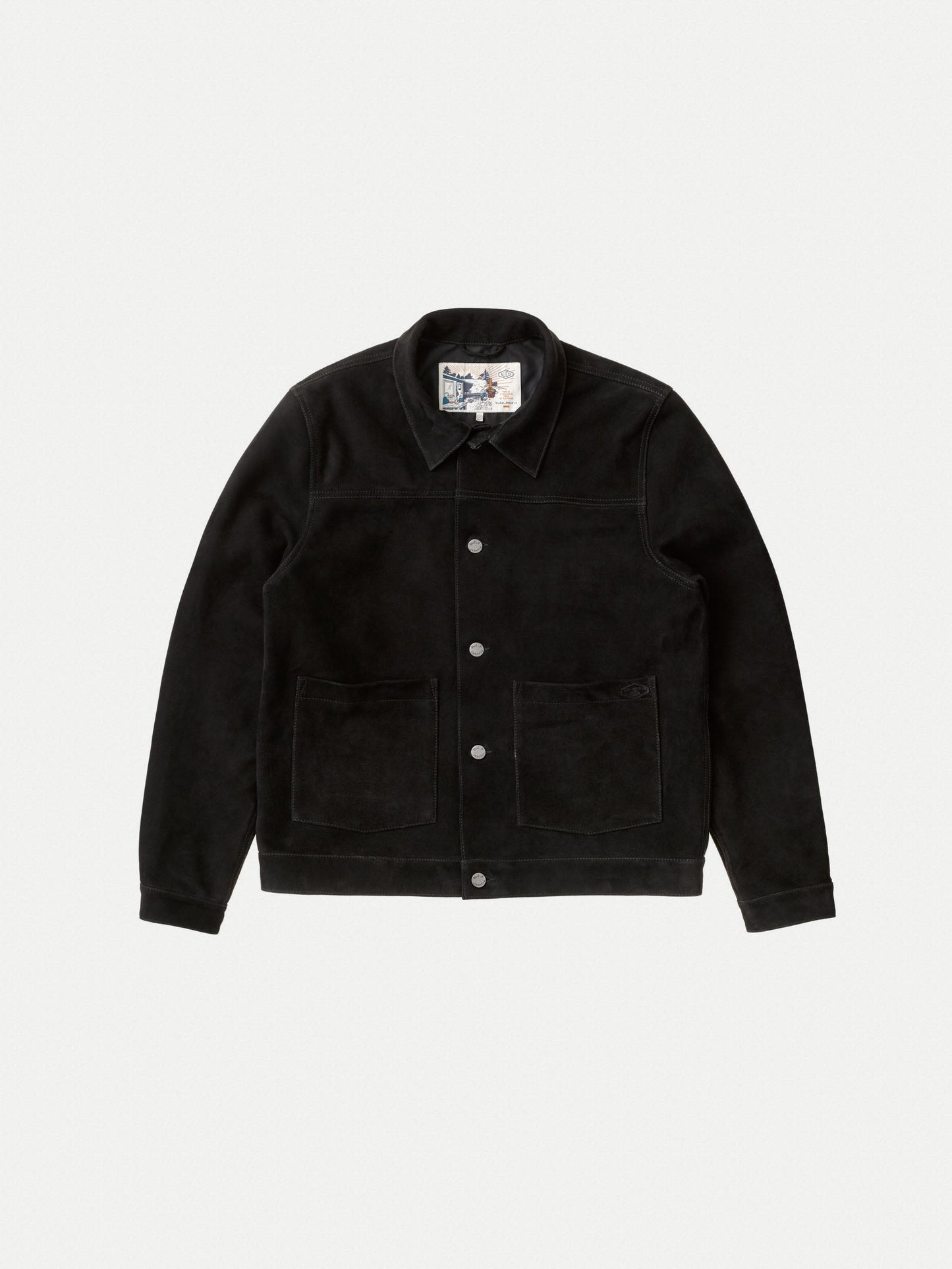 Veste noire en cuir nubuck tannage végétal - dante nubuck lined jacket black