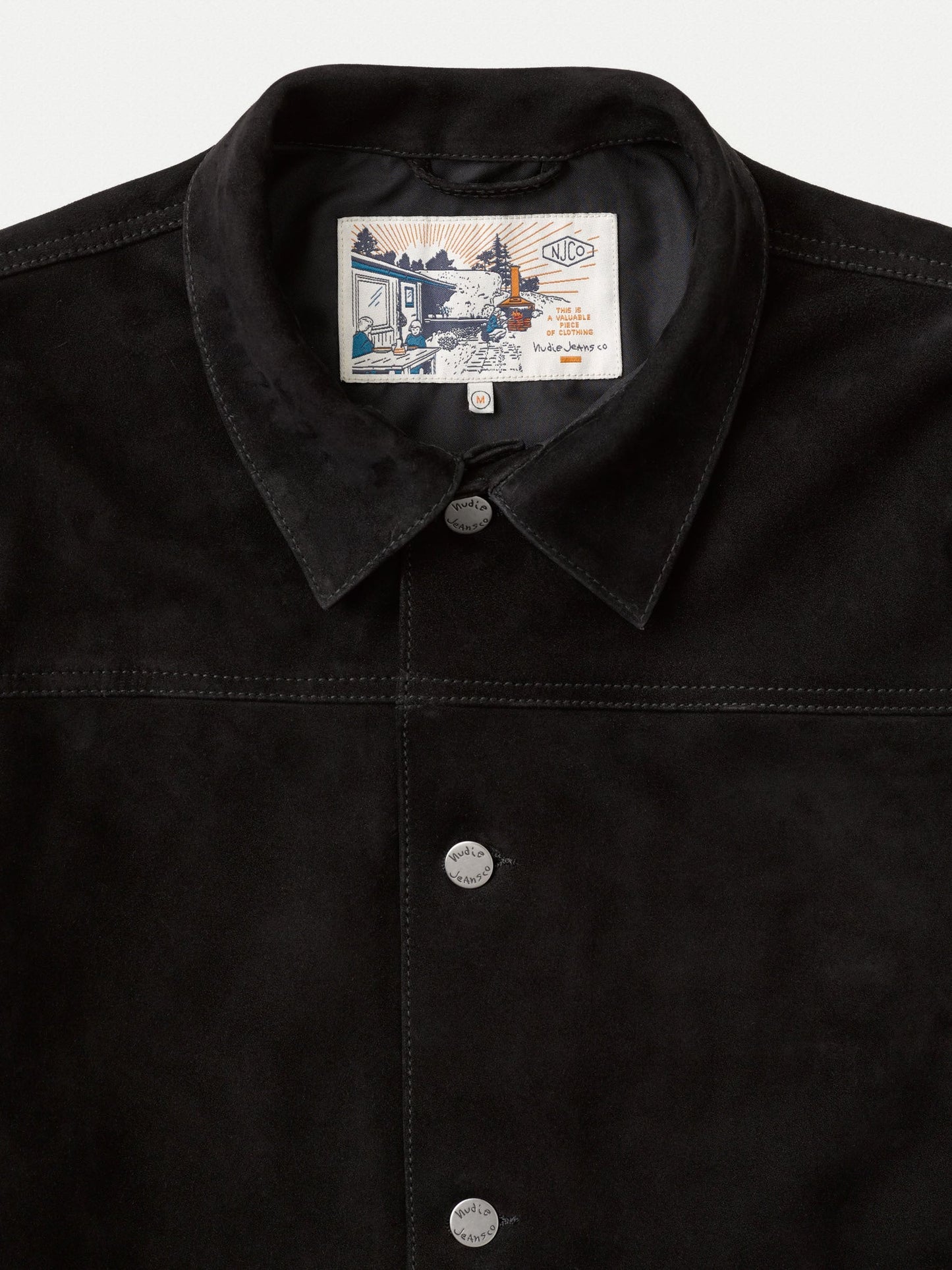 Veste noire en cuir nubuck tannage végétal - dante nubuck lined jacket black