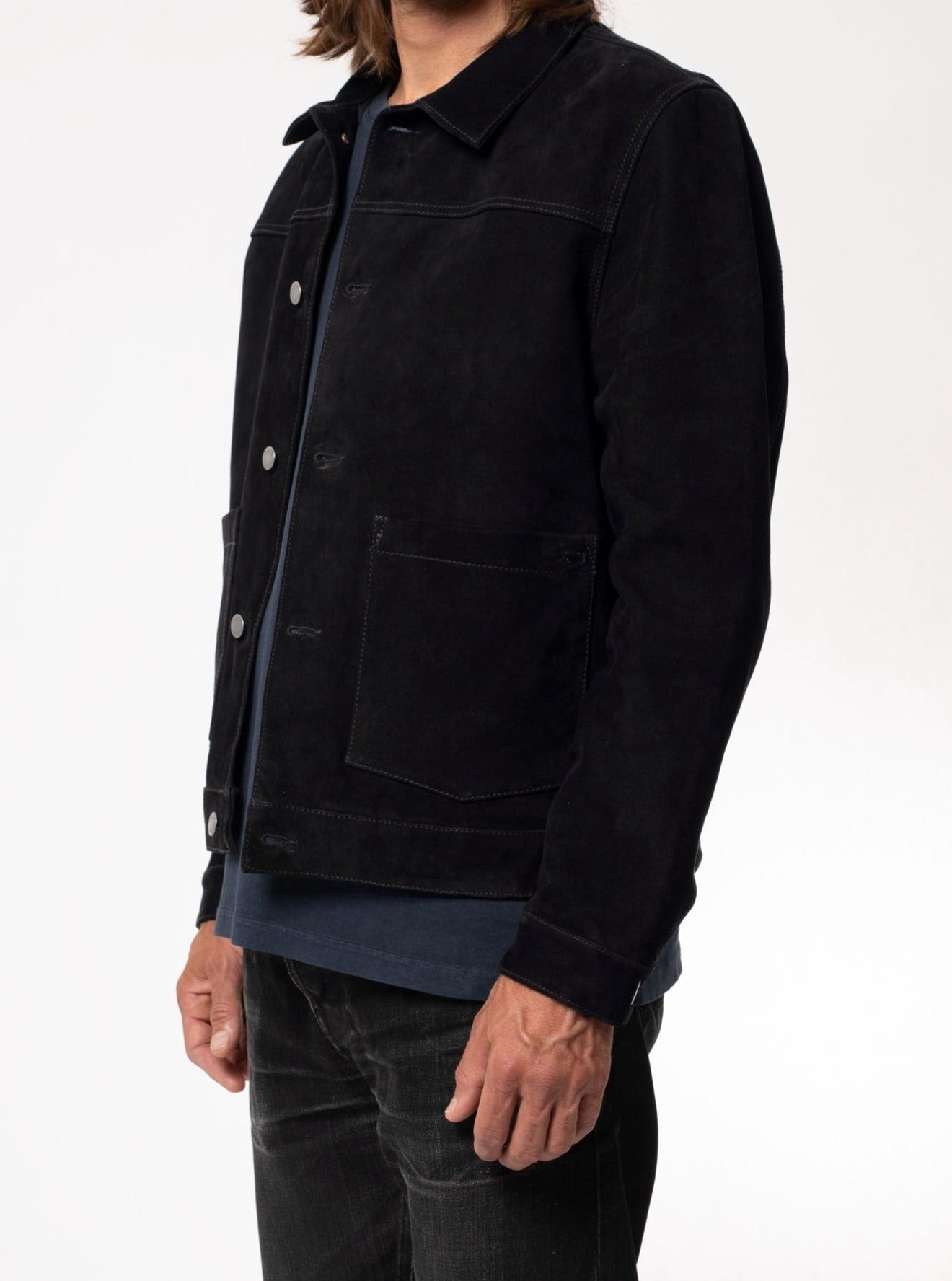 Veste noire en cuir nubuck tannage végétal - dante nubuck lined jacket black