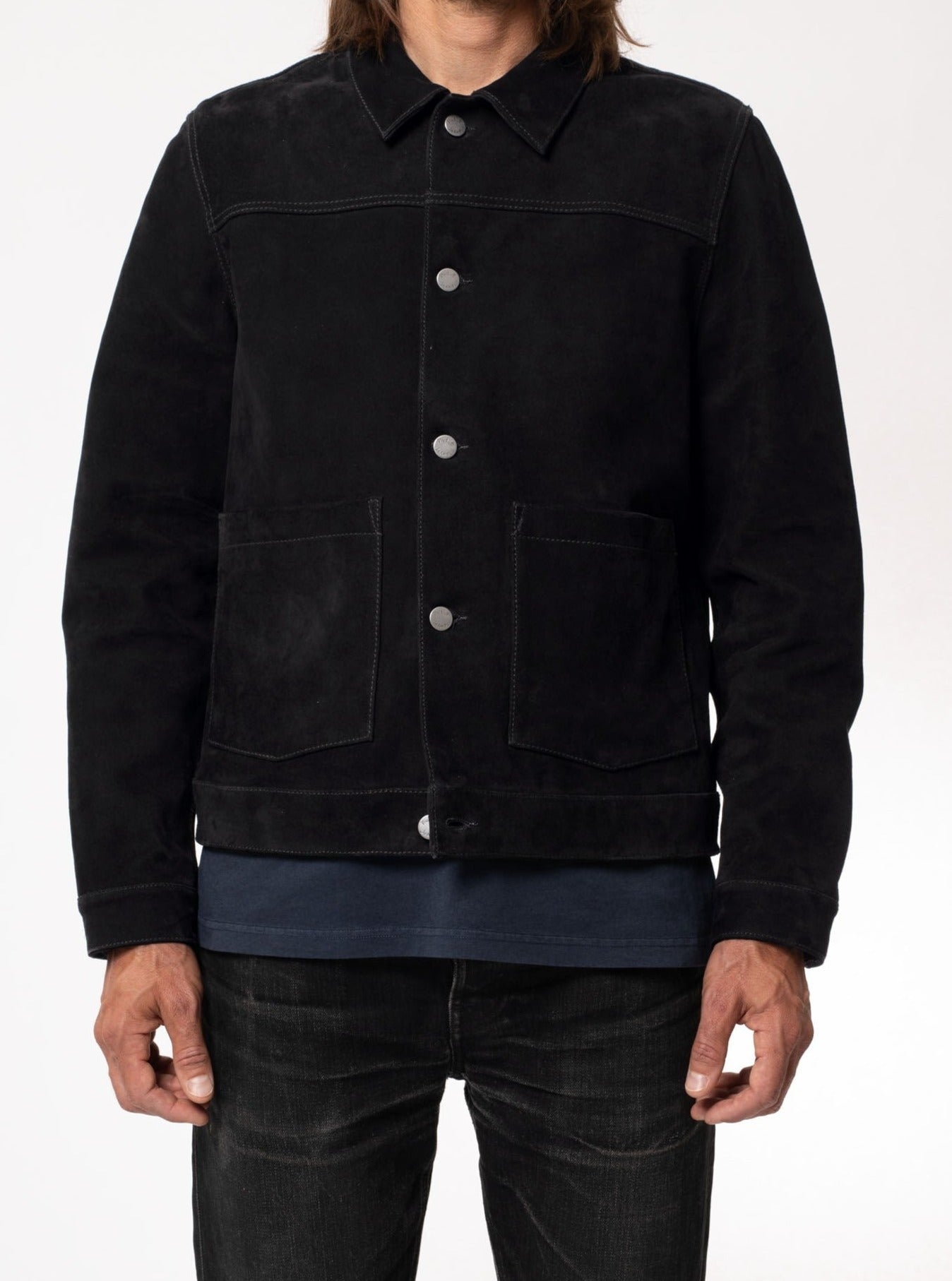 Veste noire en cuir nubuck tannage végétal - dante nubuck lined jacket black