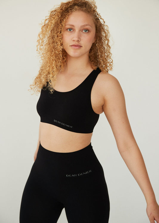 Brassière en recyclé | noir "Lena rib bra black"