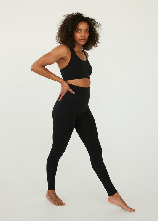 Legging en matières recyclées | noir "Lena seamless rib leggings black"