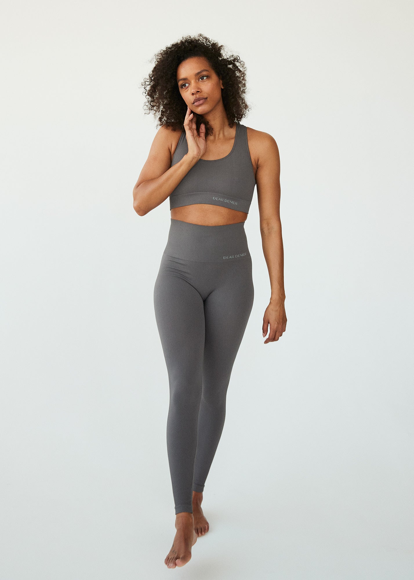 Leggings en matières recyclées | gris "lena seamless rib leggings grey"