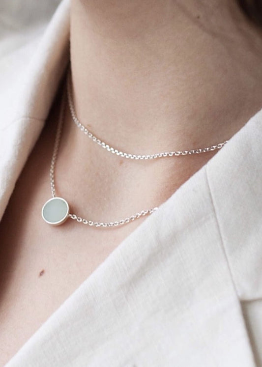 Collier en argent avec pendentif en chrysoprase - necklace sterling silver