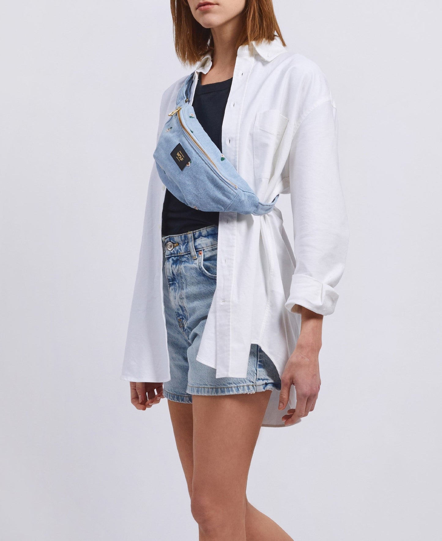 Banane en denim en coton bio | Motifs floraux "ines waistbag petites fleurs"