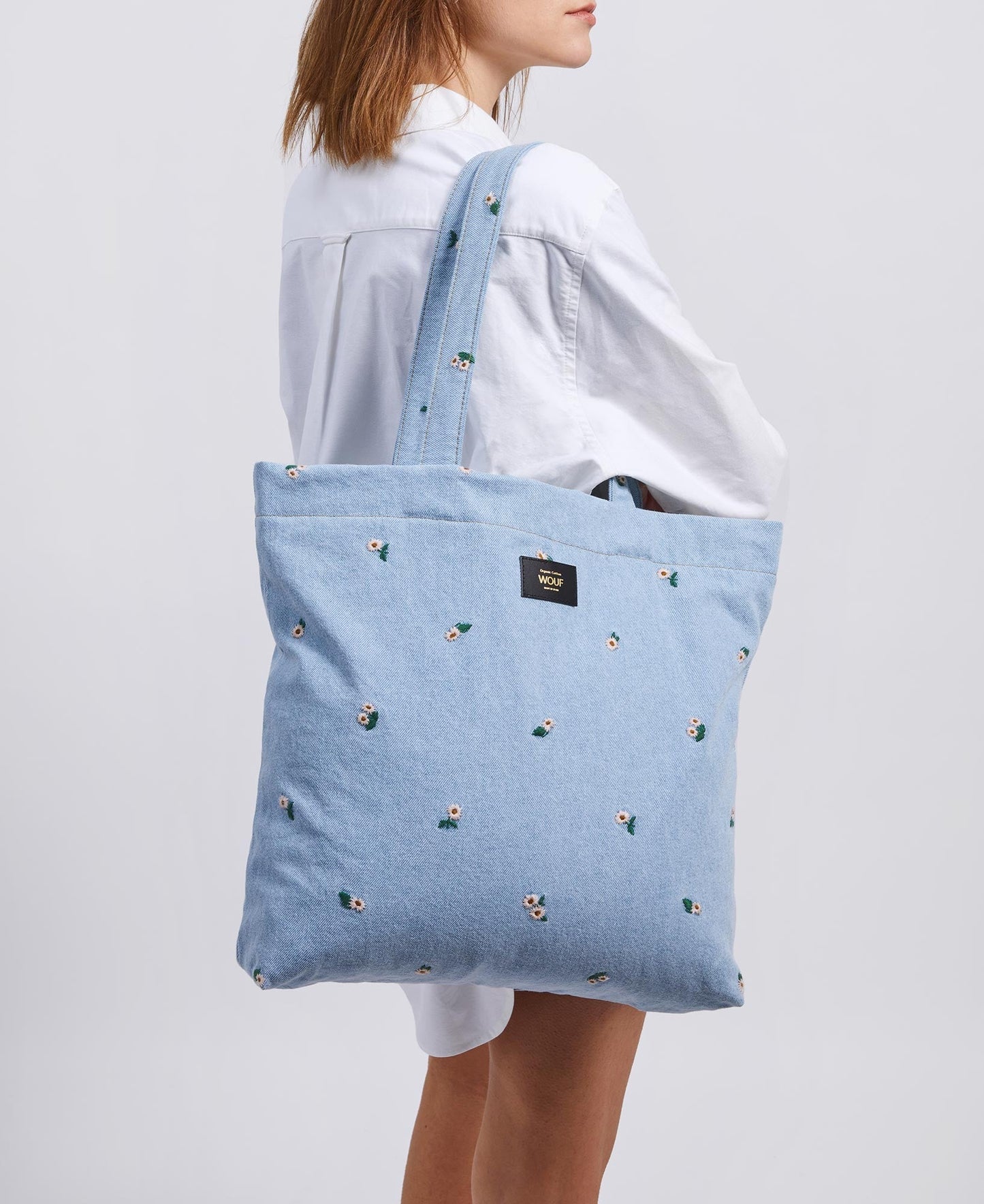 Sac cabas en denim en coton bio | Motifs floraux "ines tote bag petites fleurs"