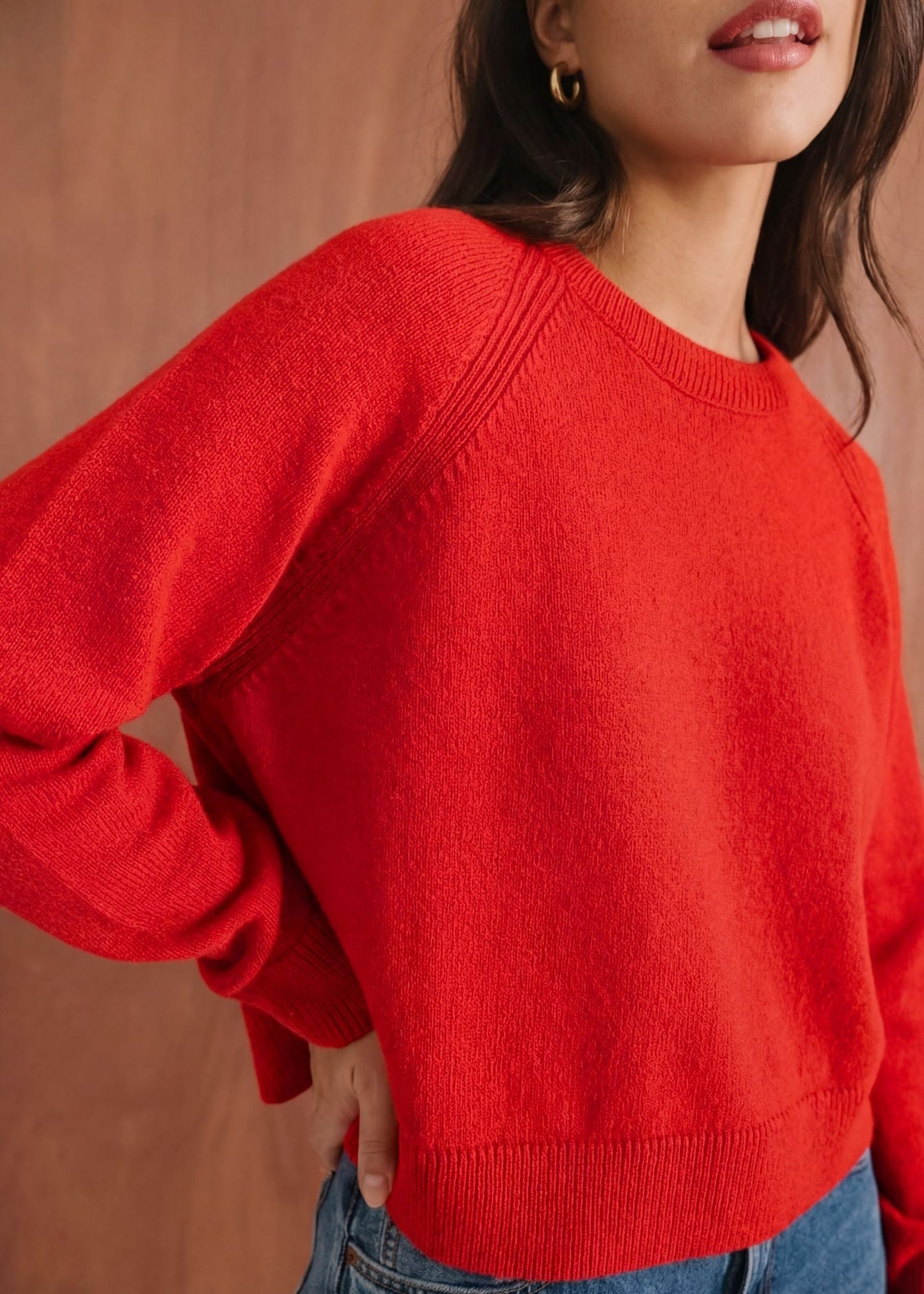 Pull boxy en laine mérinos recyclée | Rouge