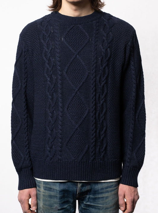 Pull marine en coton bio - Didrik Braided indigo