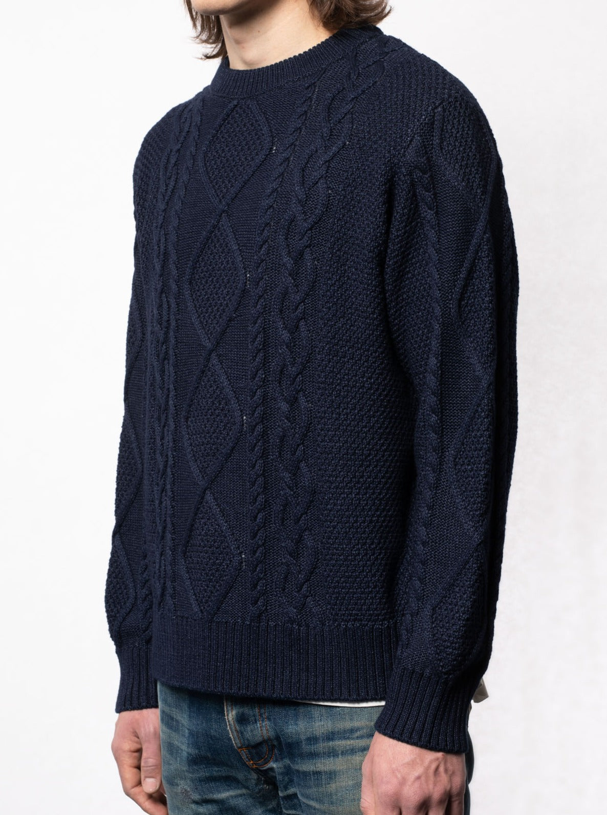 Pull marine en coton bio - Didrik Braided indigo