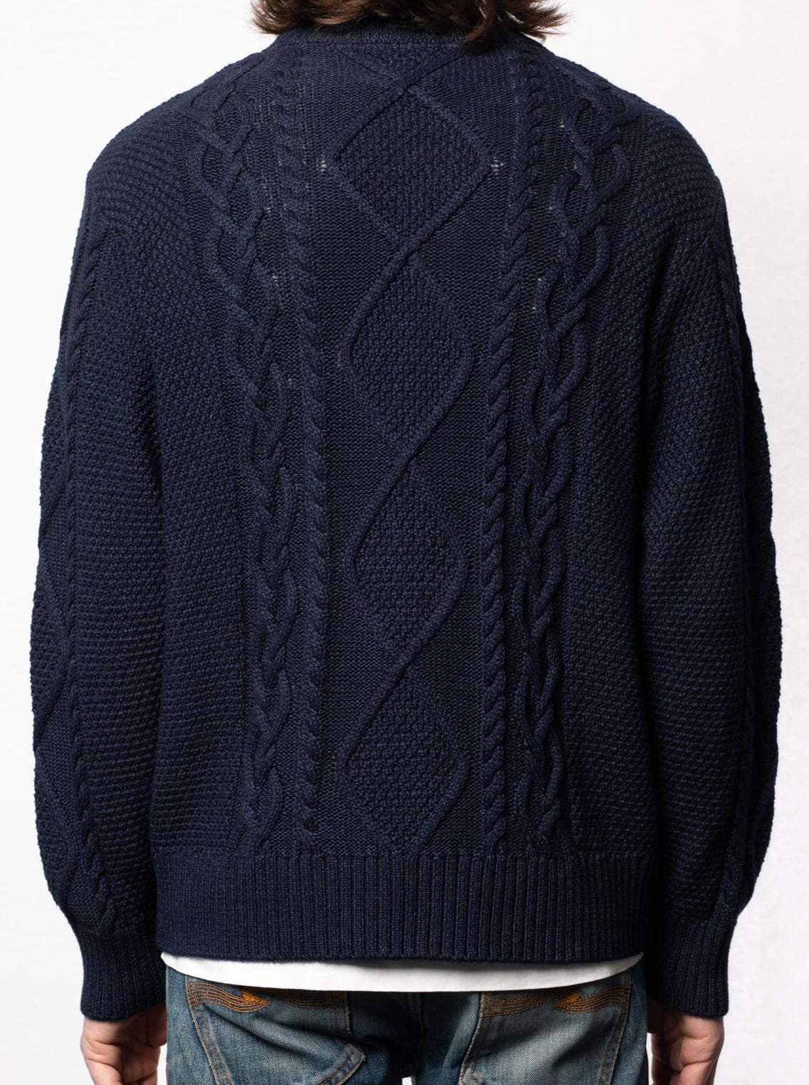 Pull marine en coton bio - Didrik Braided indigo