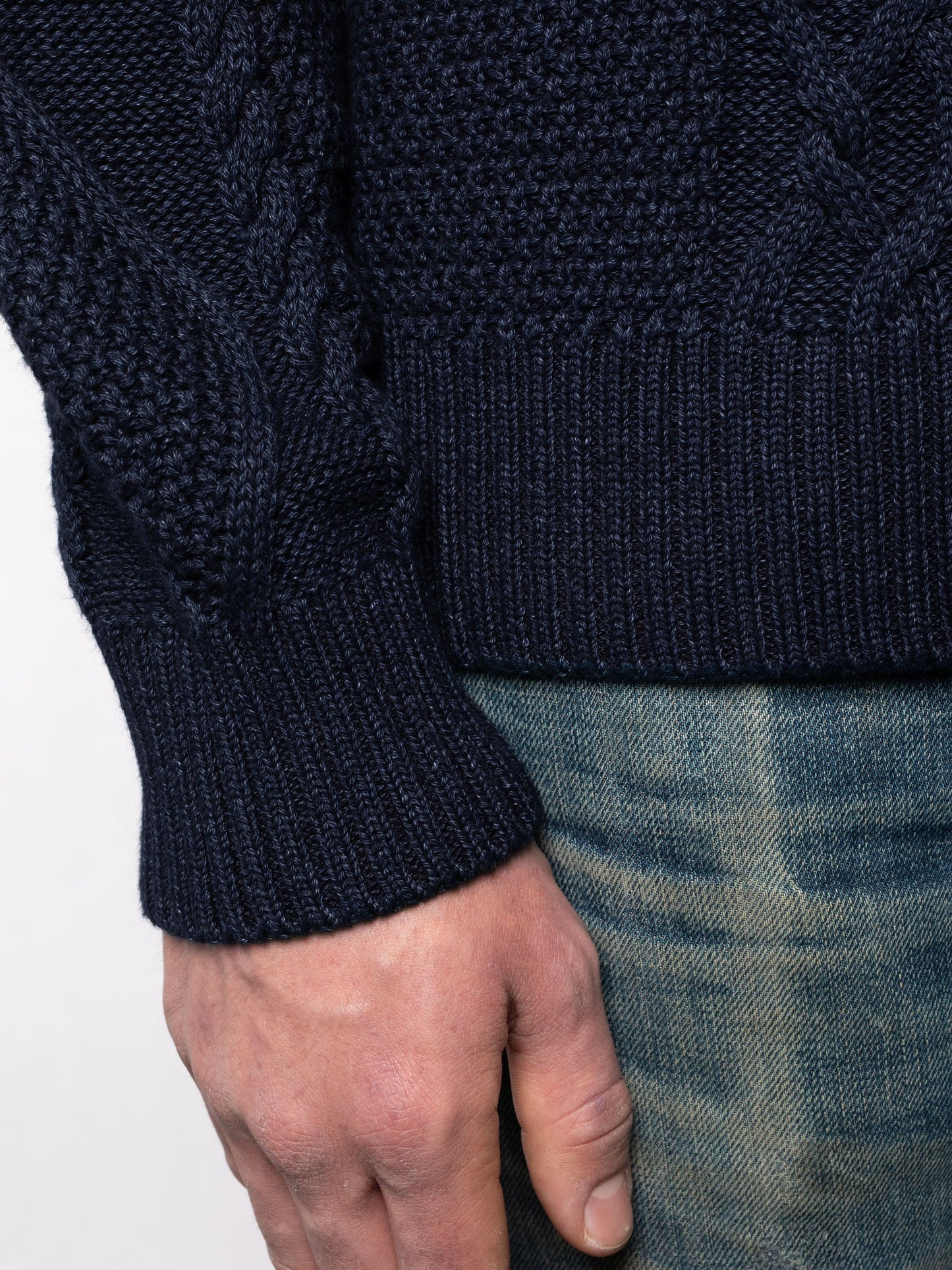 Pull marine en coton bio - Didrik Braided indigo