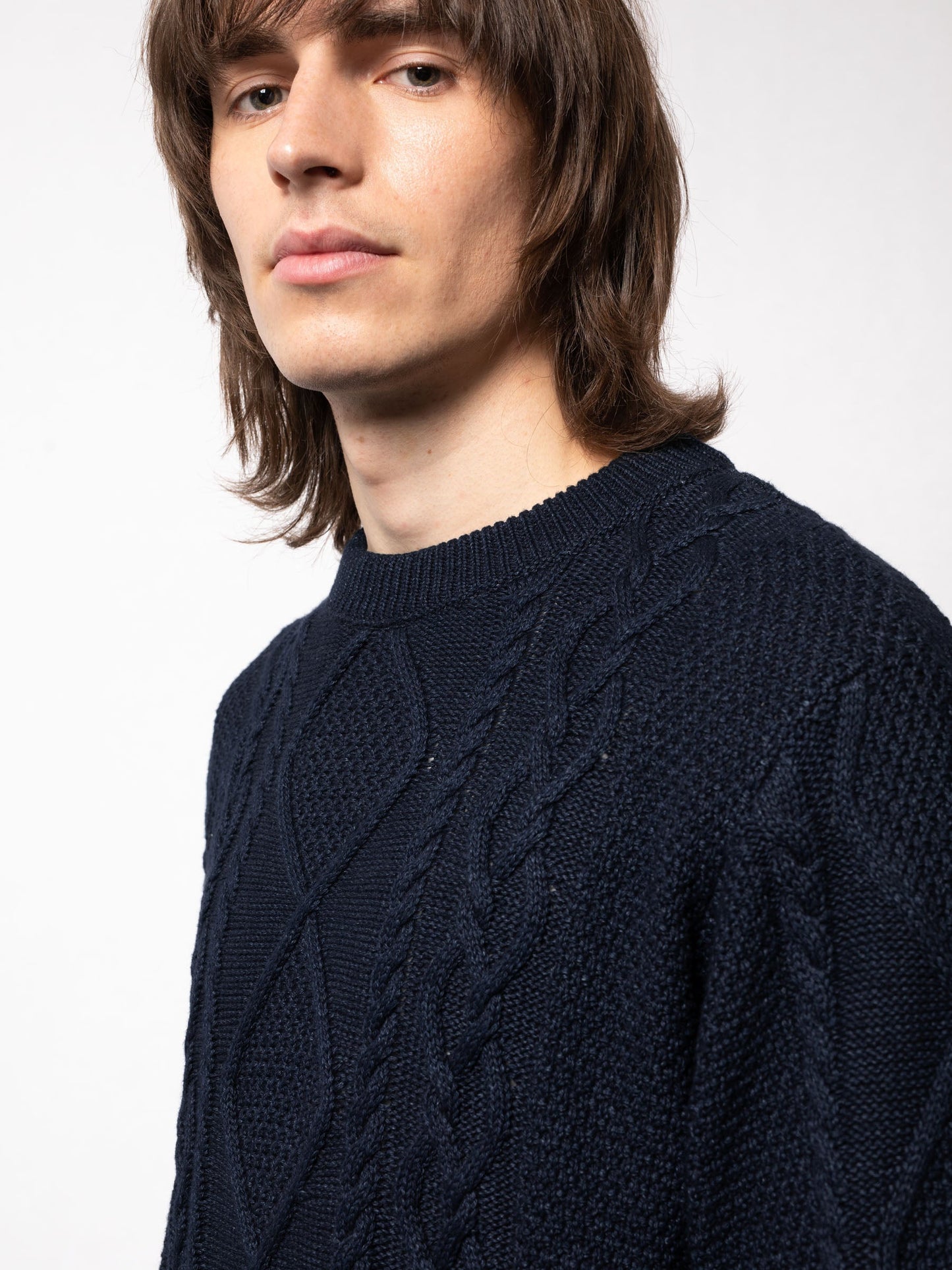 Pull marine en coton bio - Didrik Braided indigo