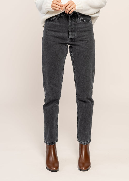 Jean mom en coton bio | gris foncé "breezy britt vintage grey"