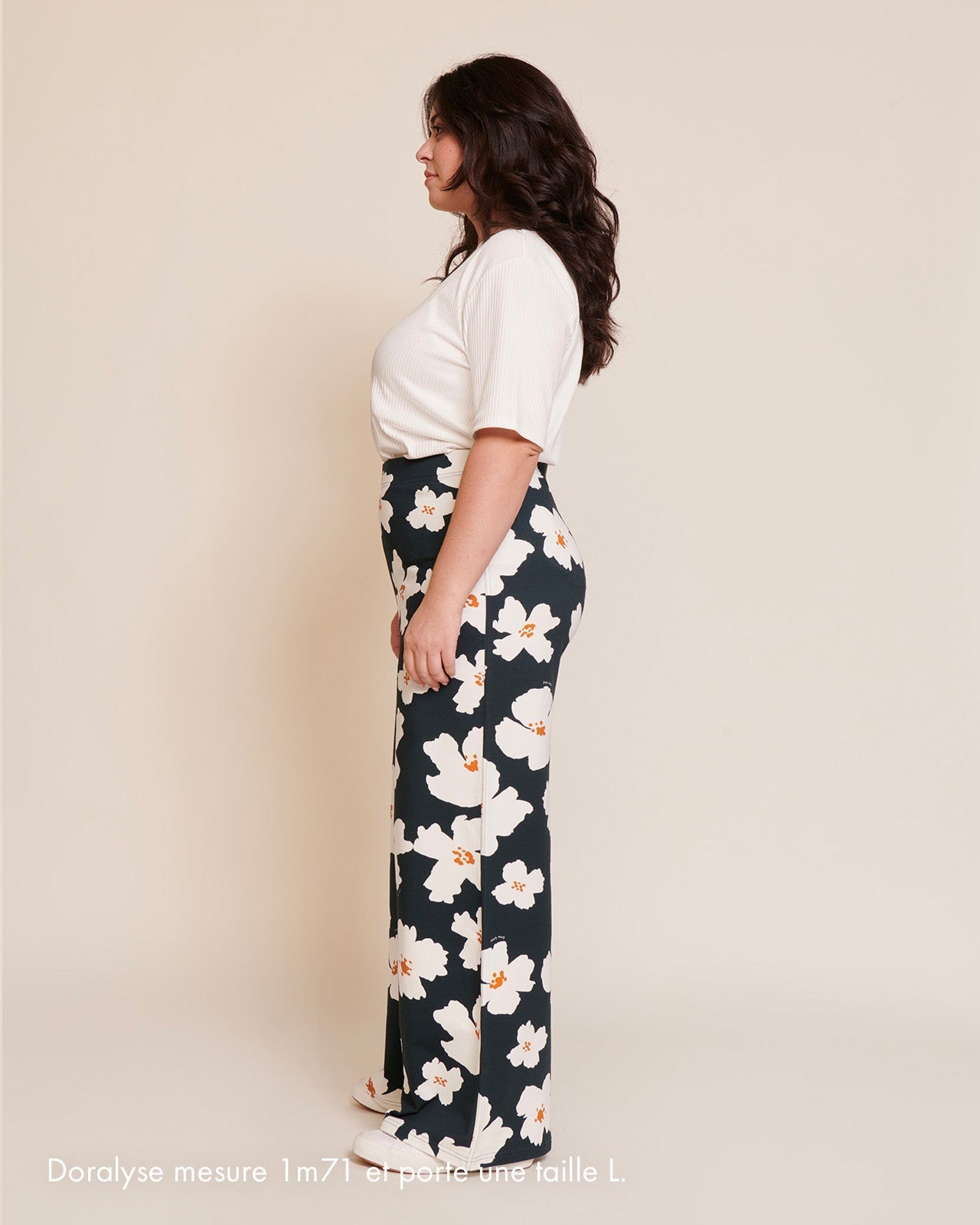 pantalon ample en coton bio | fleuri "pauline - anémones"