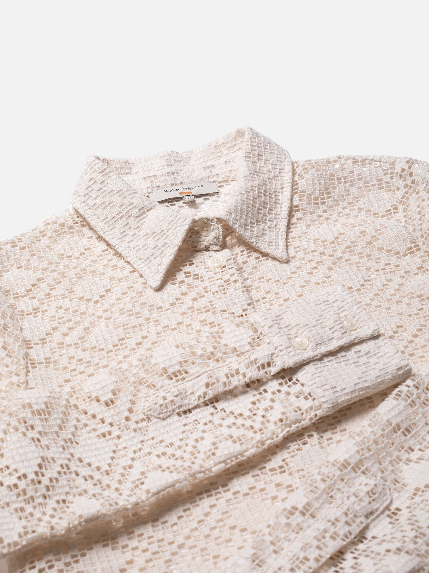 Chemise en dentelle écrue en coton bio - doris lace shirt egg white