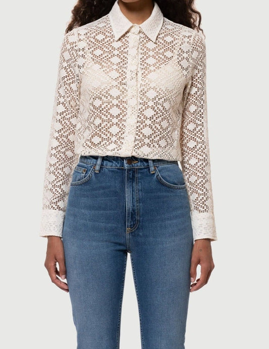 Chemise en dentelle écrue en coton bio - doris lace shirt egg white