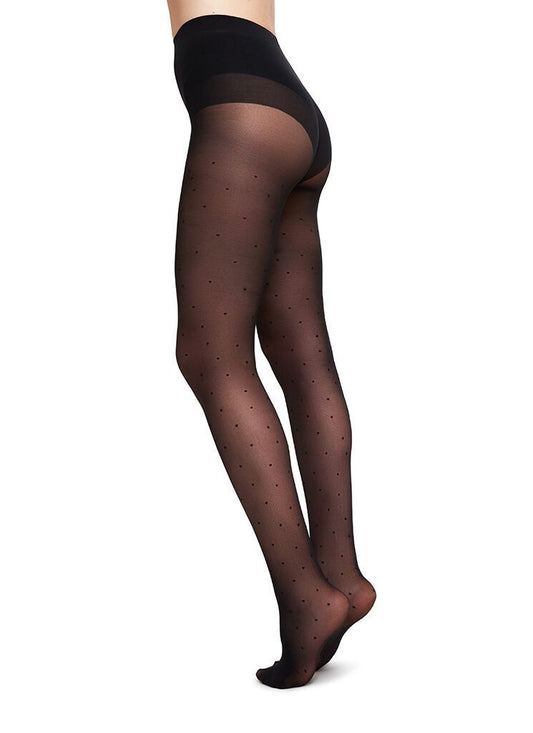 Collants 40 deniers à pois en recyclé | noir "doris dot"